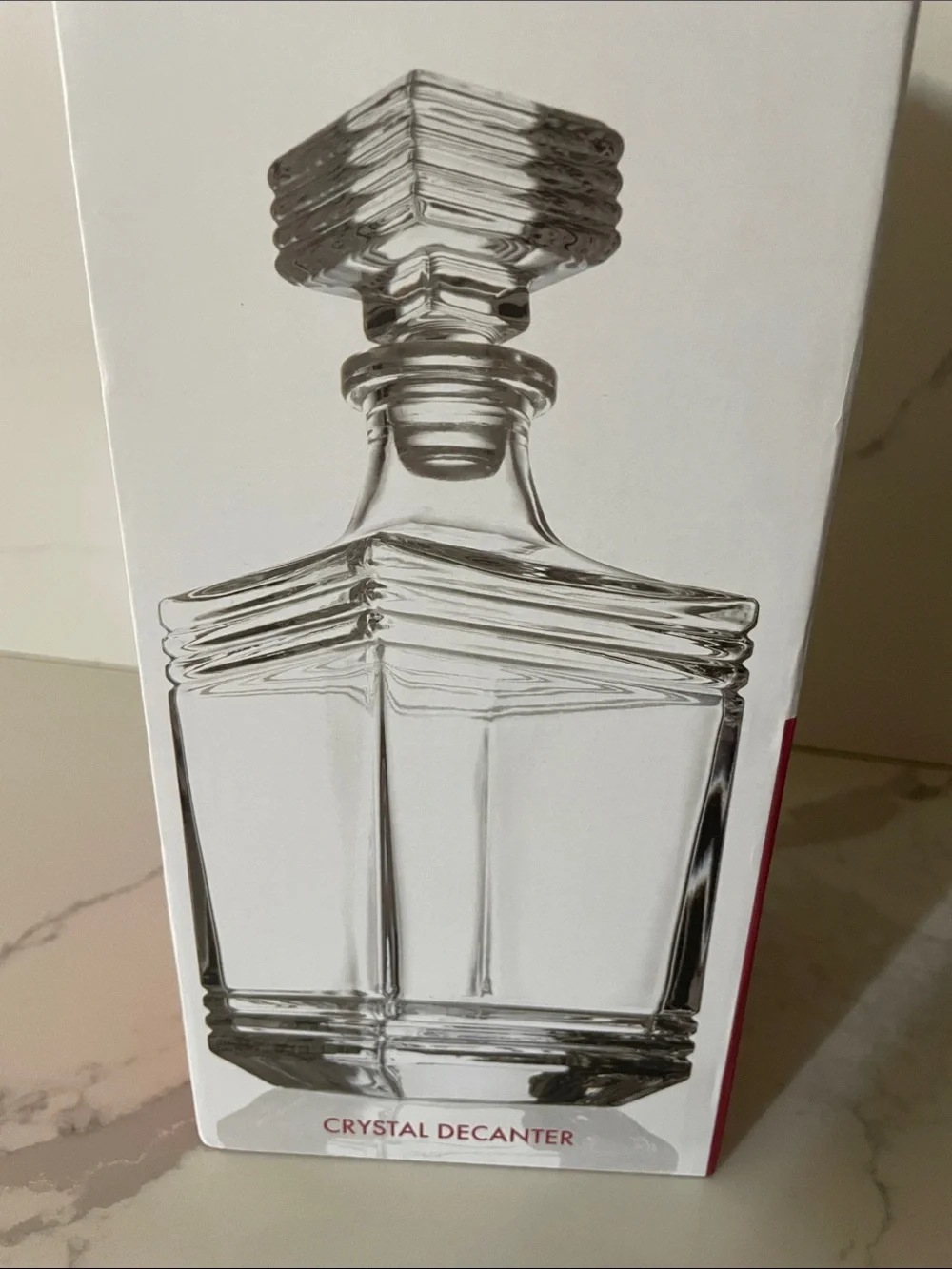 Godinger Clear Crystal Square Decanter with Geometric Stopper